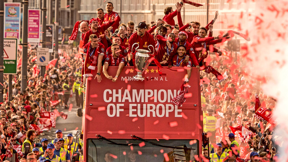 Liverpool celebrates its Champions League title
